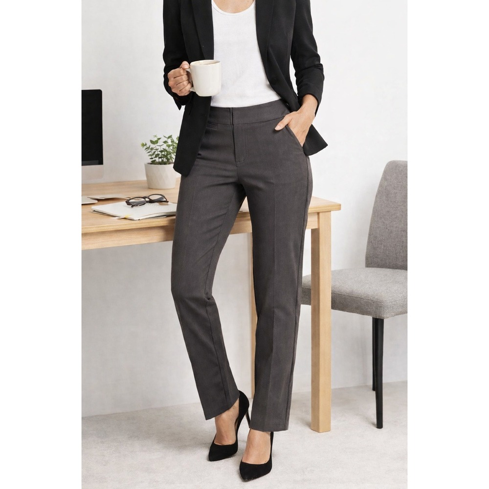 NIC+ZOE Wonderstretch Pants Gray Straight Leg Career Core Office Women 4 NWT